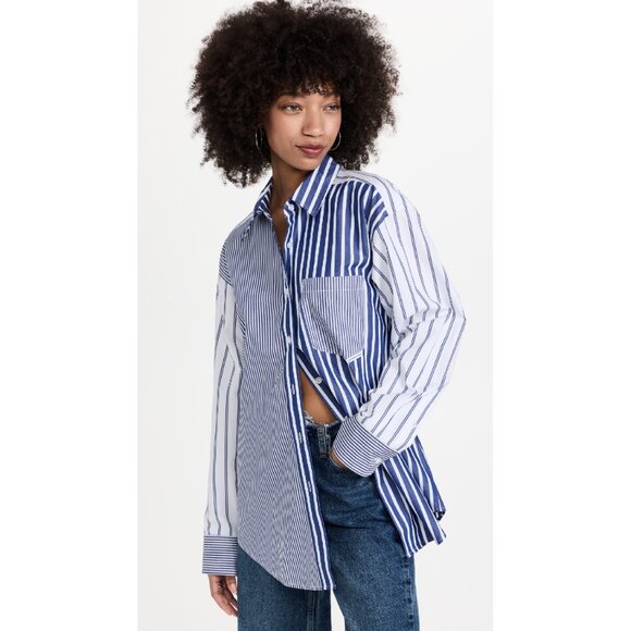 NWT Alexander Wang Colorblocked Boyfriend Shirt  Colorblocked Boyfriend Shirt - Picture 1 of 5
